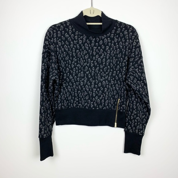 Old Navy Leopard Mock Neck Side Zip Sweatshirt - Picture 1 of 8